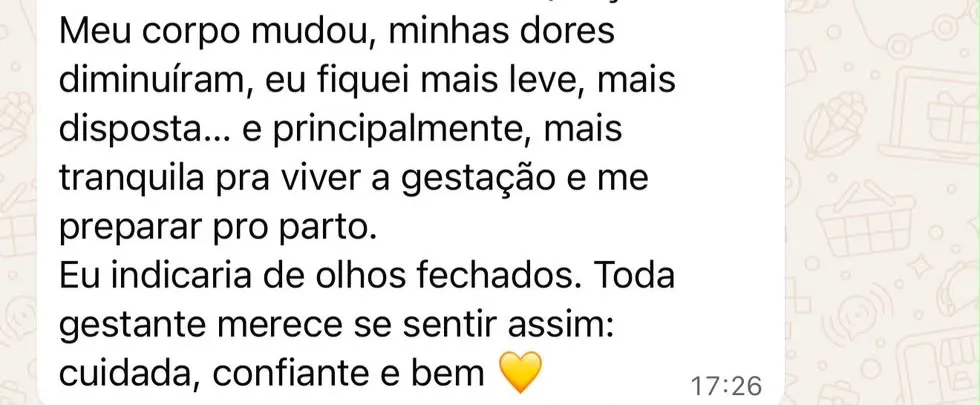 Recorte real do depoimento de uma aluna gestante