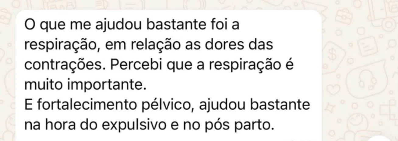 Recorte real do depoimento sobre respiração e fortalecimento pélvico
